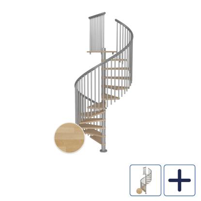 DOLLE Montreal CLASSIC 5 spindeltrappe, Ø160 cm, pearl grey/olieret bøg
