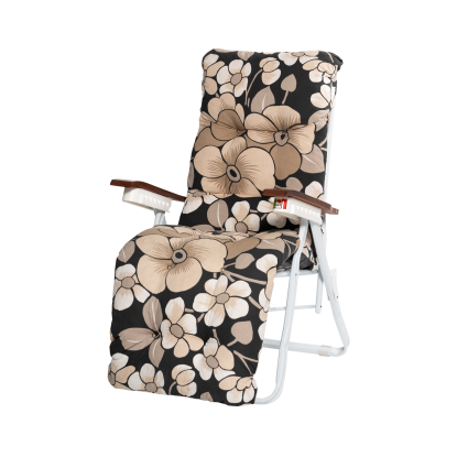 Varax Baden stol, hvid stel, sort/beige-blomstret