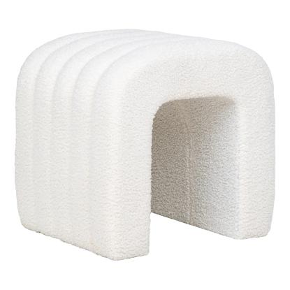 Puf, bouclé, hvid, 41x36,5 cm