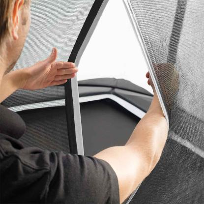 Salta trampolin Royal Baseground inkl. net, sort/stål, 3 x 396 x 244 cm