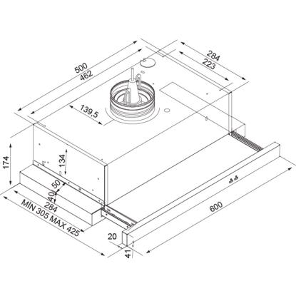 Silverline SL1151 CV Zeus emhætte til centralventilation, rustfri, 60 cm