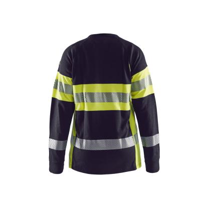 Blåkläder 3494 dame multinorm t-shirt lang ærme inherent, marineblå/hi-vis gul