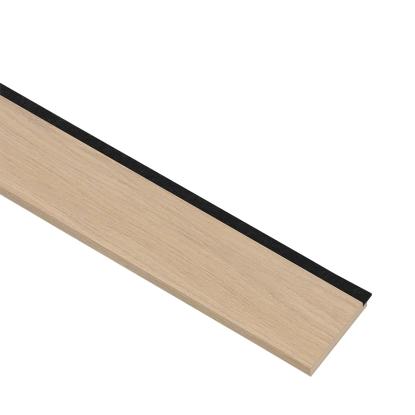 I-Wood afslutningsliste til 3-lamel akustikpanel, ubehandlet natur, sort filt og lys kerne, egefiner, 16 x 92 mm