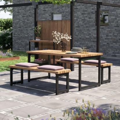 PLUS Trend Living plankebænk, ThermoWood, sort, 150 cm