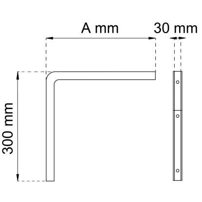 Habo 6013 hyldeknægt U-profil, 400 x 300 mm, hvid