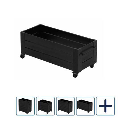 PLUS Cubic blomsterkasse med hjul Ø75 mm, sort
