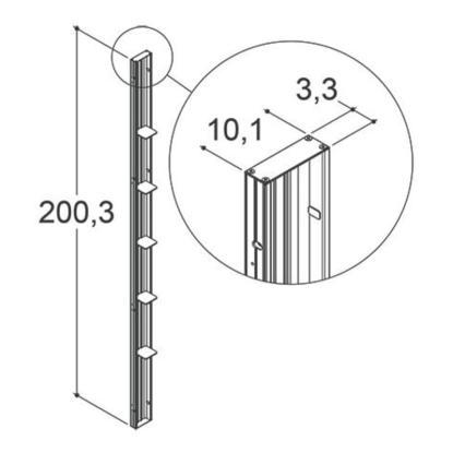 Scanbad FLEXI Tower reol til bruseniche model A, B, E, 5 hylder, 200 x 10 cm, satin