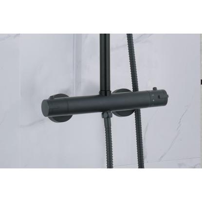Nortiq brusesystem med termostat og 22 cm brusehoved, mat sort