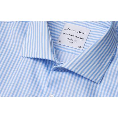Seven Seas S70 Fine Twill Cadet skjorte, modern, lys blå