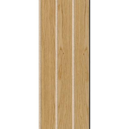 I-Wood Medio+ 3-lamel akustikpanel, klar olieret, beige filt og sort kerne, egefiner, 17 x 300 mm