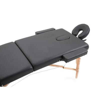 Massagebriks, foldbar, træ, sort, 185 x 70 cm - 3 sektioner