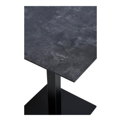 Fano cafebord, melamin plade og sort metal base, 70 x 70 x 75 cm, mørk sten