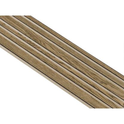 I-Wood Medio+ Mixed akustikpanel, mørkebrun olieret, beige filt og sort kerne, egefiner, 17 x 300 mm