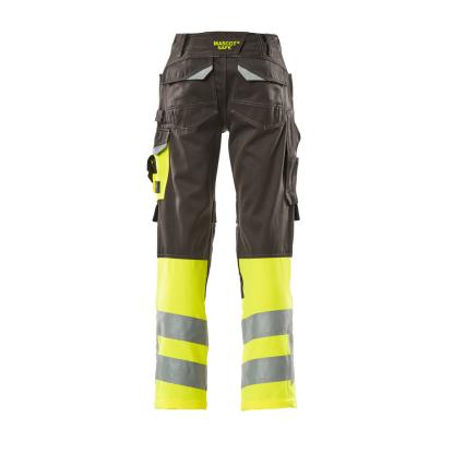 MASCOT SAFE SUPREME Leeds arbejdsbukser med knælommer, mørk antracit/hi-vis gul