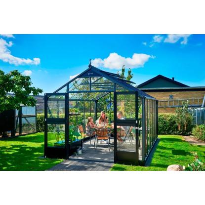 Juliana Premium drivhus 13 m², antracit/sort, 3 mm hærdet glas