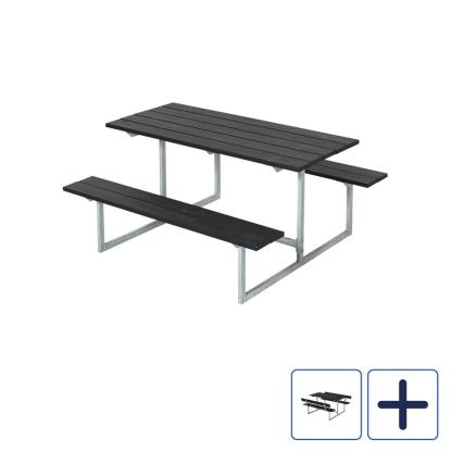 PLUS Basic børne bord/bænkesæt, sort/nåletræ