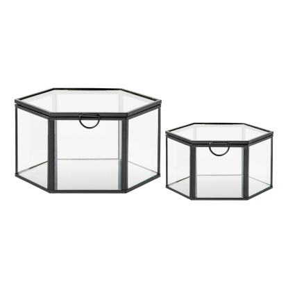 Torpe boks, glas/metal, klar/sort - 2 stk.
