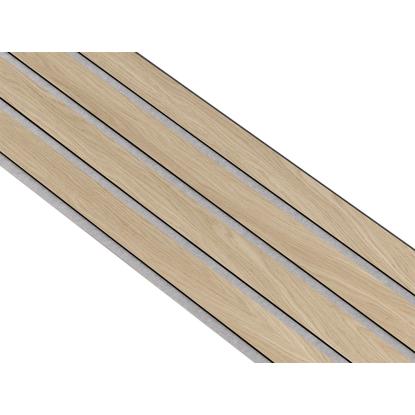 I-Wood Basic 4-lamel akustikpanel, hvid olieret, grå filt og sort kerne, egefiner, 17 x 300 mm 