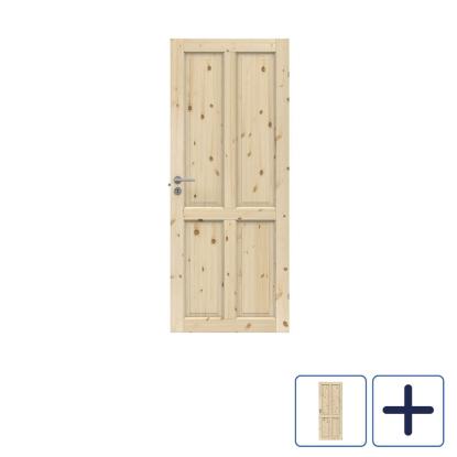 Swedoor Clever-line Tradition 04 massiv fyldningsdør, ubehandlet fyr - 184 cm høj