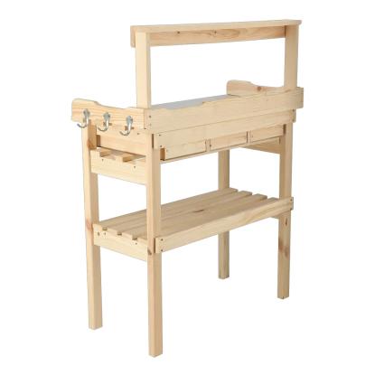 Esschert Design plantebord med skuffer og 2 hylder, natur, 113 x 37,9 x 80,1 cm