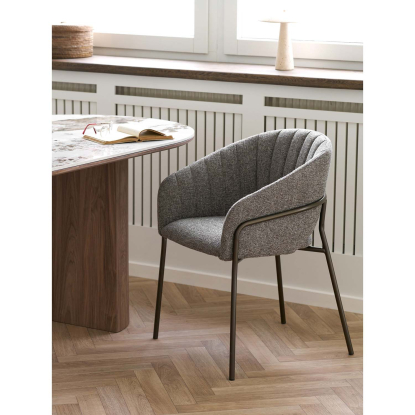 Costa spisebordsstol med gunmetal ben, mørkegrå