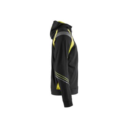 Blåkläder 3433 hættetrøje full zip, sort/hi-vis gul