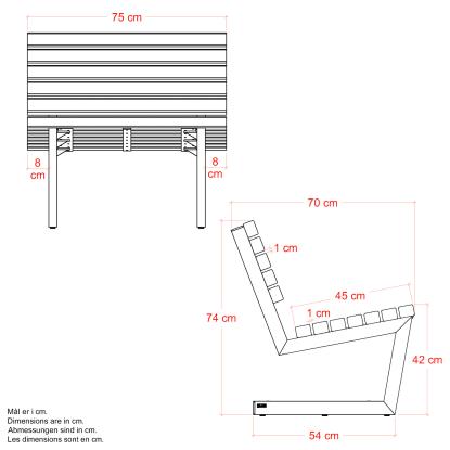 PLUS Siesta Living stol, gyldenbrun/fyr, 75 cm