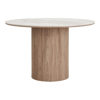 Athens spisebord med keramisk bordplade, hvid/brun, Ø120 cm