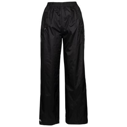 Trespass QIKPAC packaway regnbukser med pose, dame, sort