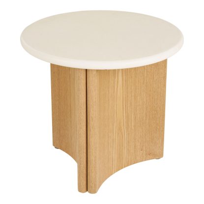 Motril hjørnebord, cement/askefiner, hvid, Ø50 cm