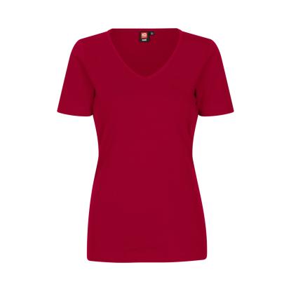 ID 0506 Interlock T-shirt med v-hals, dame, rød