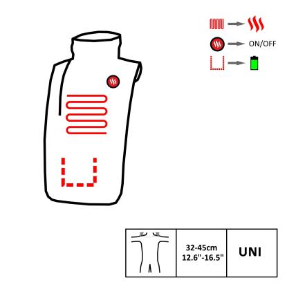 Glovii halsvarmer med varme, GA2M, kompatibel med enhver 2A powerbank, sort