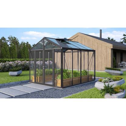 Vitavia Poseidon 8100 drivhus, sort, 8,1 m², 3 mm hærdet glas + 10 mm polytag