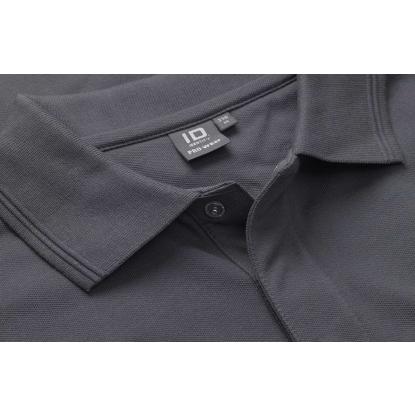 ID PRO Wear 0336 poloshirt med lange ærmer og trykknap, silver grey