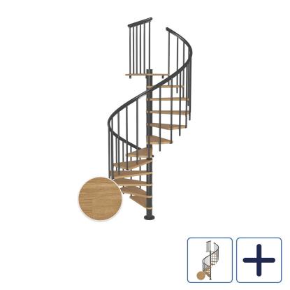 DOLLE Montreal CLASSIC 3 spindeltrappe, Ø160 cm, antracit/olieret eg