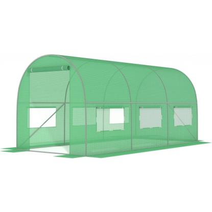 Drivhus med 6 myggenetvinduer, grøn, 4 x 2,5 x 2 meter - 10 m²