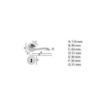 Beslagsboden Design dørgreb med roset og nøgleskilt, indendørs, 110 mm, børstet messing