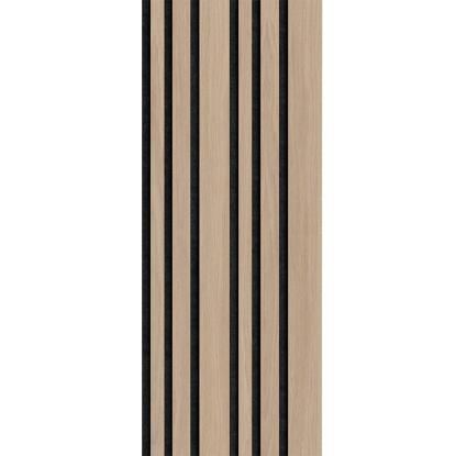 I-Wood Basic Mixed akustikpanel, ubehandlet natur, sort filt og lys kerne, egefiner, 16 x 300 mm 
