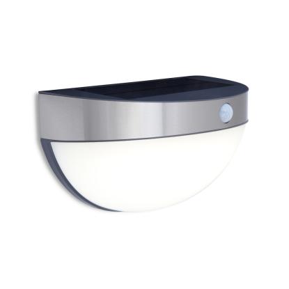 LUTEC Bubble udendørs LED væglampe med solceller, H12,6 cm, IP44, rustfrit stål