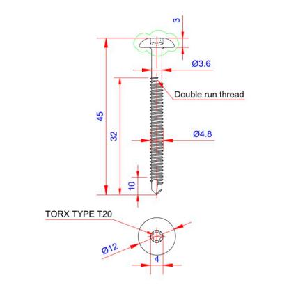 GTBUILD facadeskrue med borespids, TX20, rustfri A2, 4,8 x 45 mm, hvid