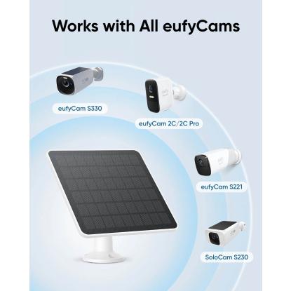 eufy solpanel til udendørs sikkerhedskamera, 3W, IP65