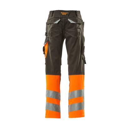 MASCOT SAFE SUPREME Leeds arbejdsbukser med knælommer, mørk antracit/hi-vis orange