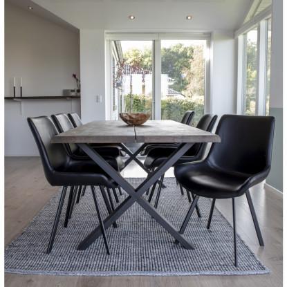 Spisebord i smoked olieret med bølget kant - forberedt tillægsplader 200x95xh75cm