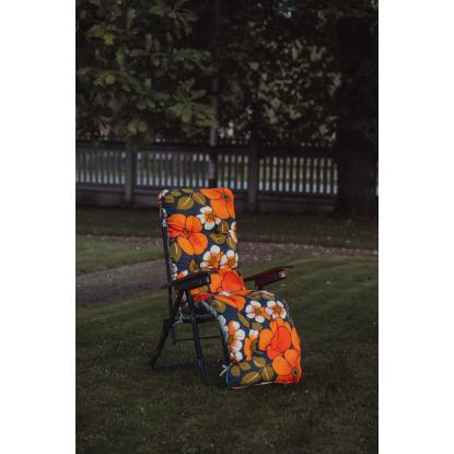 Varax Baden stol, sort stel, orange-blomstret