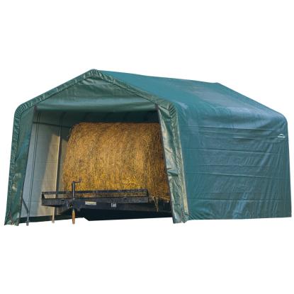ShelterLogic Run-in-Shed græstelt/teltgarage, polyethylen/stål, grøn - 23 m²