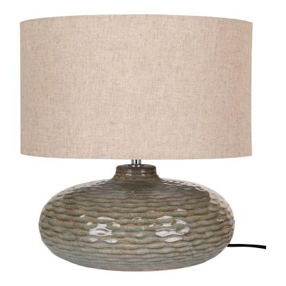 Bordlampe, grøn keramik med lampeskærm