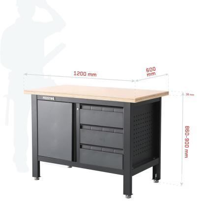 Feistos Titos 1 arbejdsbord, stål, antracitgrå/sort, 87 x 60 x 120 cm