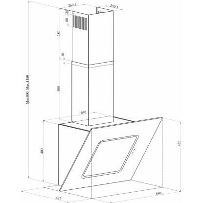 Silverline SL3422 Agat væghængt emhætte, sort, 90 cm