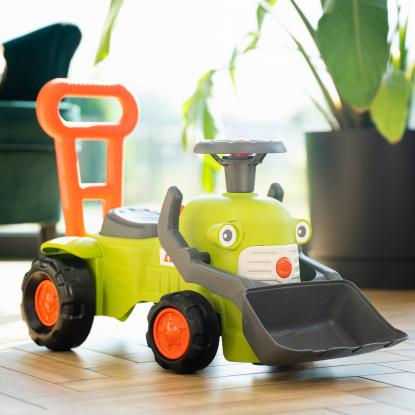 FALK Claas Vintage traktor med rat, horn og skubbehåndtag, grøn