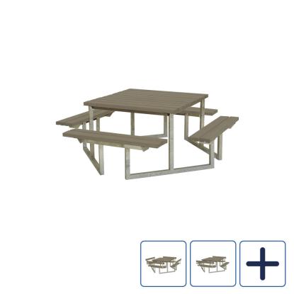 PLUS Twist bord/bænkesæt, gråbrun/nåletræ